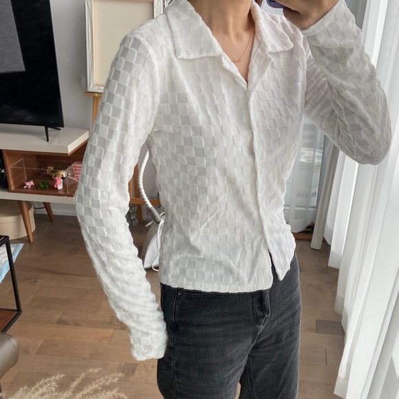 White Square Pattern Shirt - Picture 1 of 7